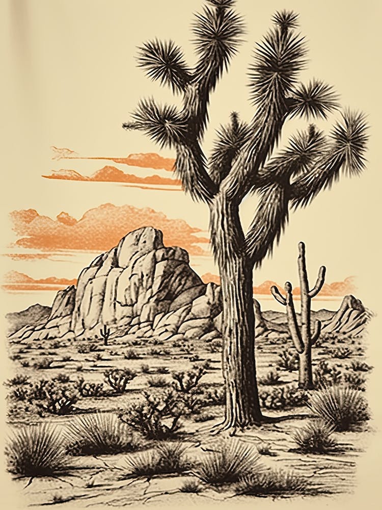 Joshua Tree National Park Retro Illustration 4