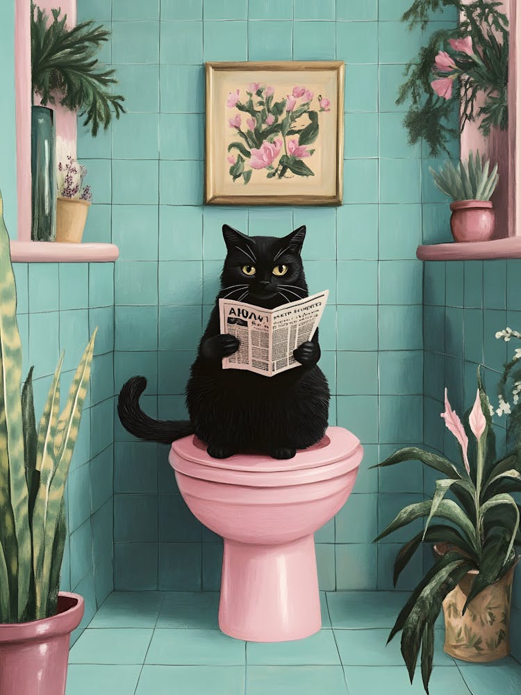 Cat On The Toilet