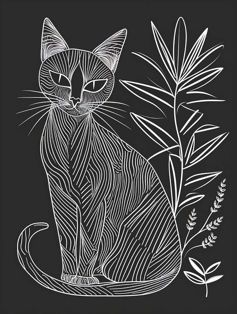 Khao Manee Cat Minimalist Illustration 1