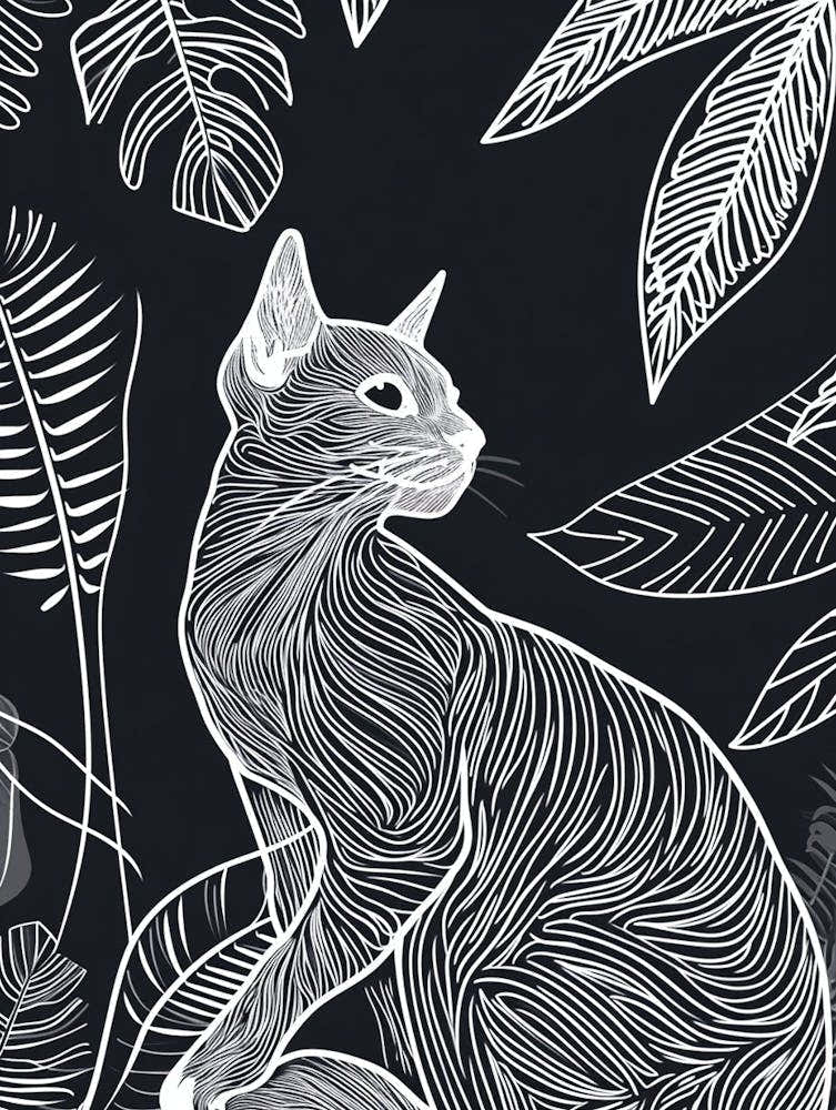 Balinese Cat Minimalist Illustration 4