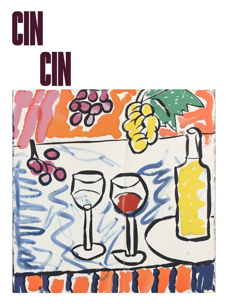 Cin Cin Poster Summer Wine Matisse Style 2