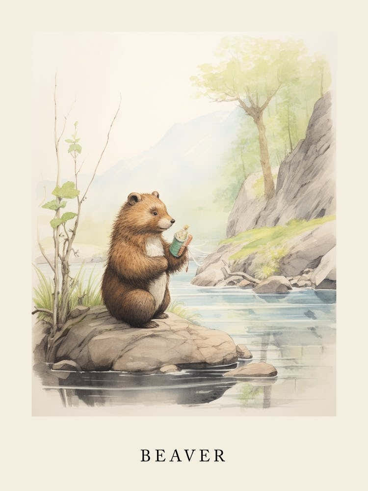 Beatrix Potter Inspired  Animal Watercolour Beaver 2
