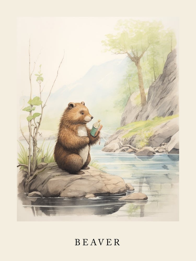 Beatrix Potter Inspired  Animal Watercolour Beaver 2
