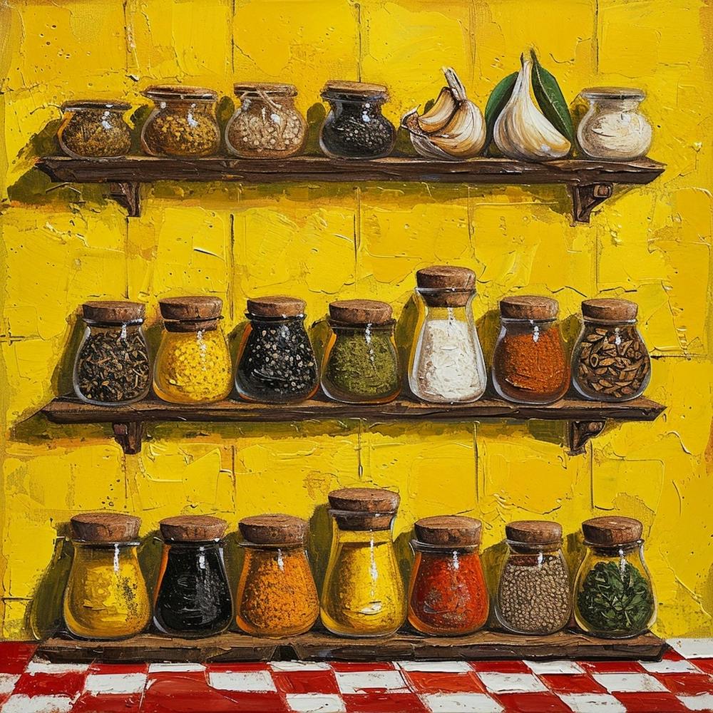 Spices On A Shelf Yellow 3