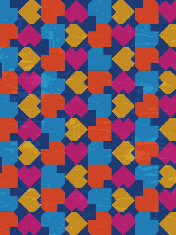 St. Valentines Day geometric neon synthwave pattern - abstract poster 3