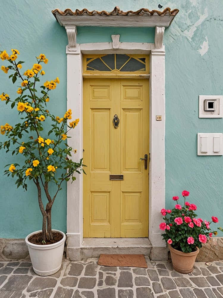 Yellow Door in Pastel Colours