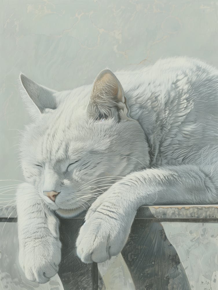 White Cat Sleeping