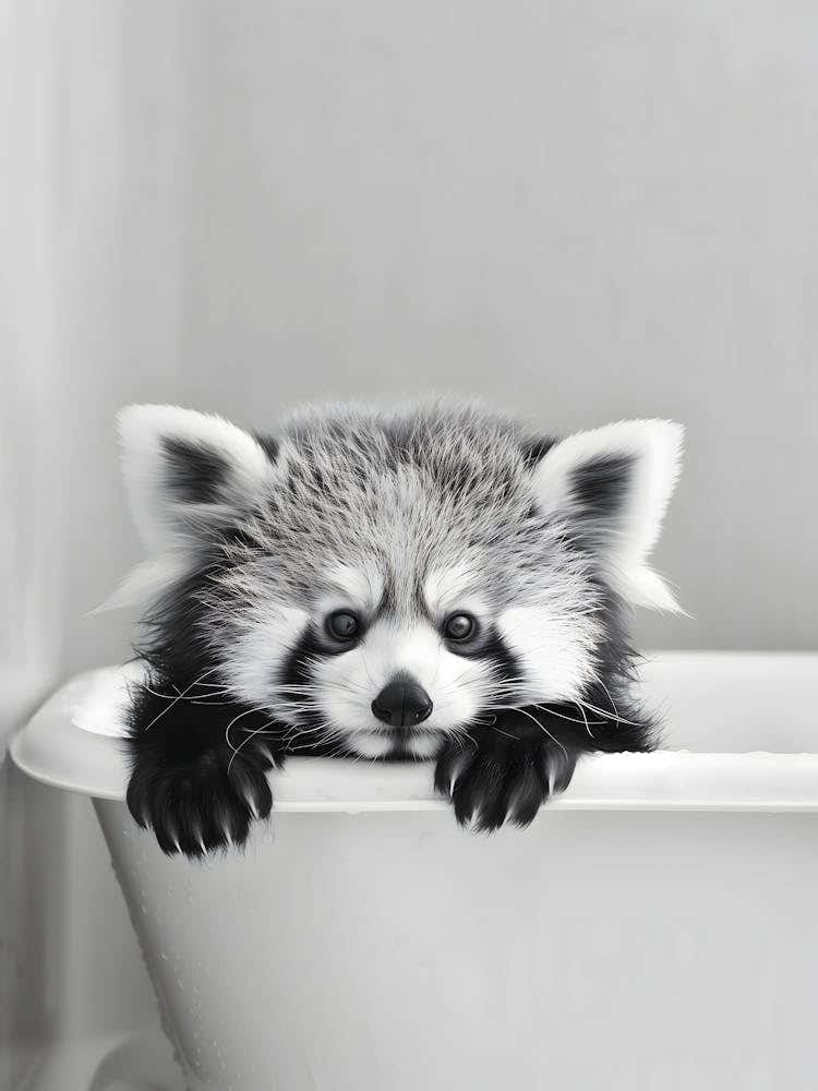 Red Panda In Bathtub
