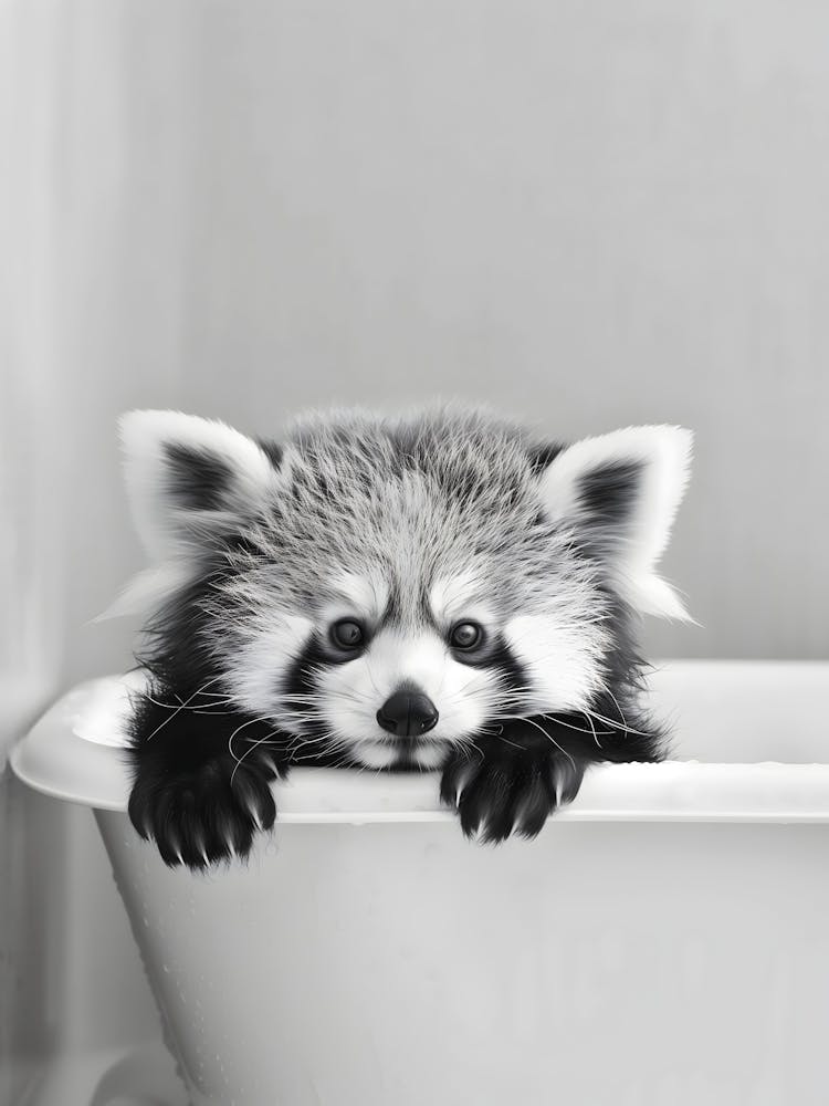 Red Panda In Bathtub