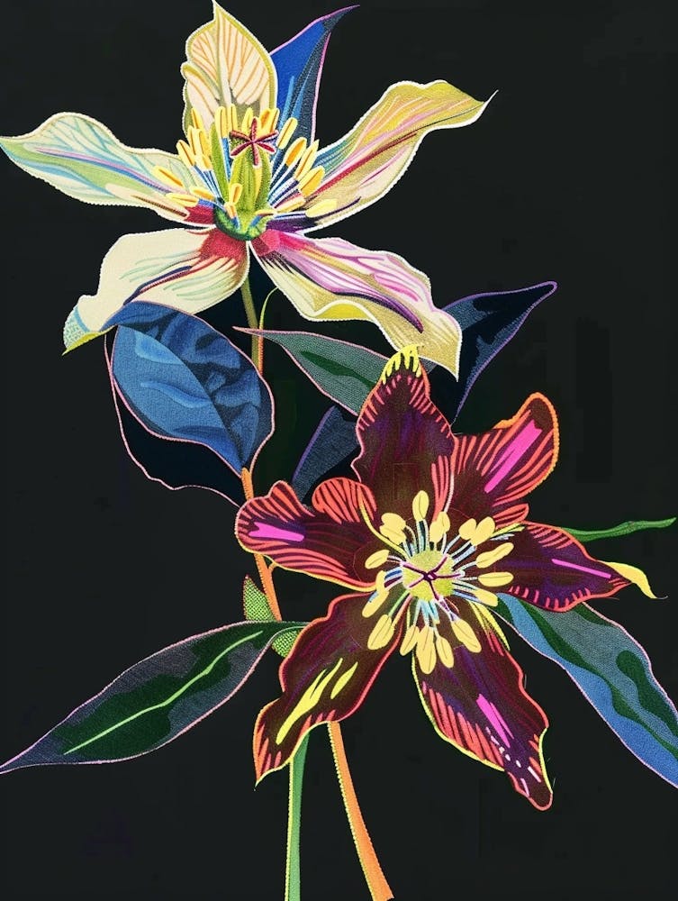 Neon Flowers On Black Hellebore 3