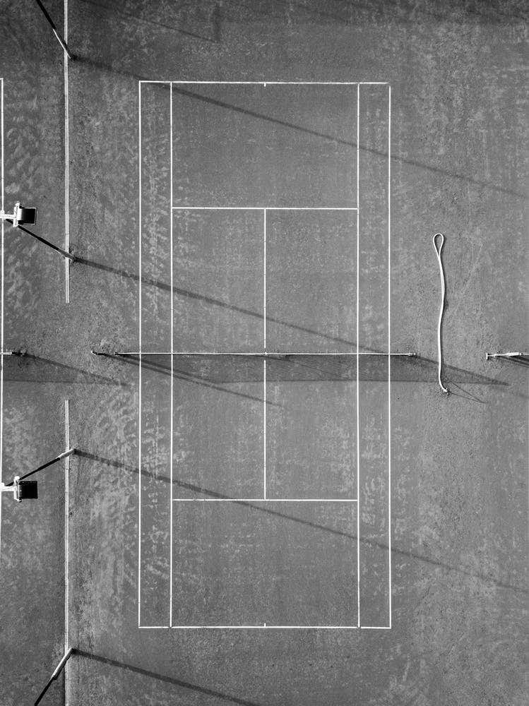 Grey Tennis Court At Sunrise