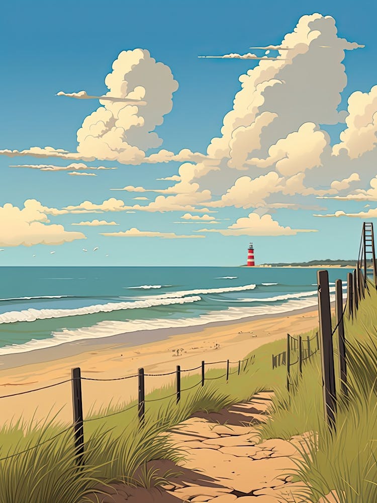 Outer Banks North Carolina, Usa, Flat Illustration 3