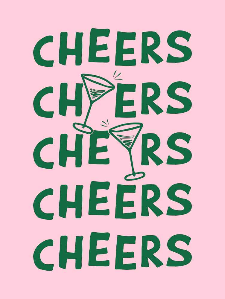 Cheers Cocktail Drinks in Green and Pink