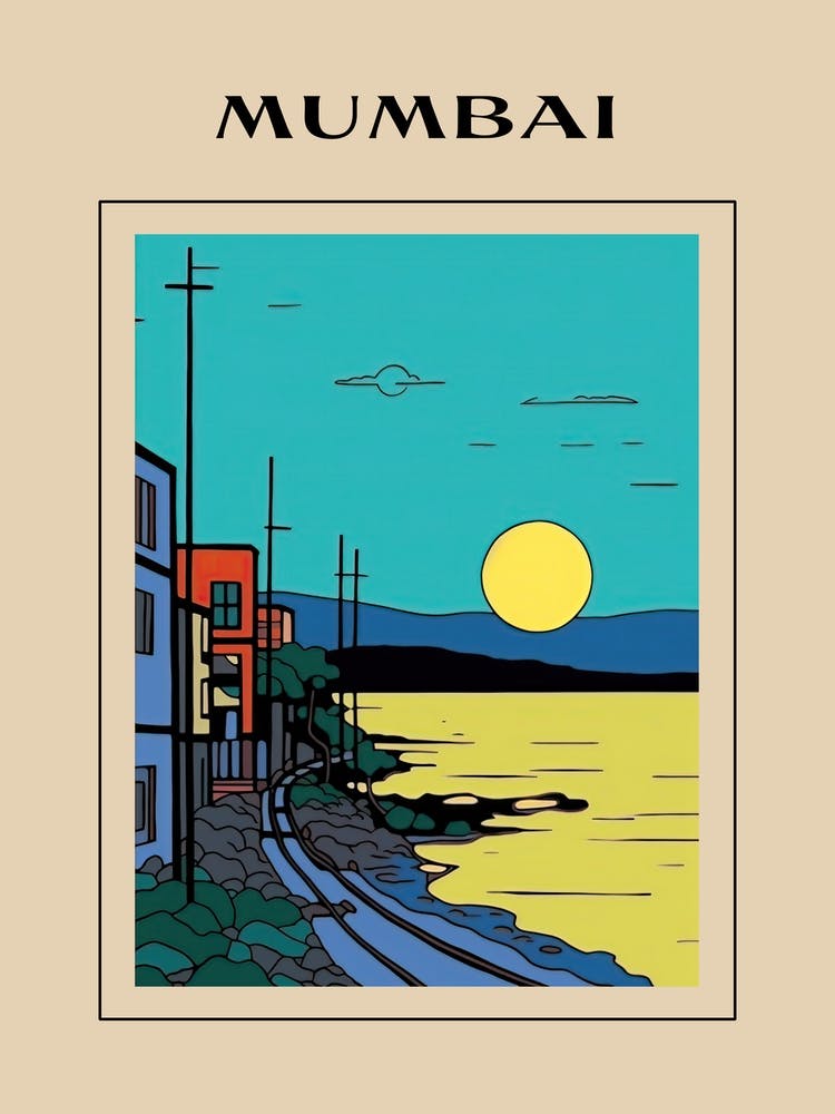 Minimal Design Style Of Mumbai, India 1 Poster