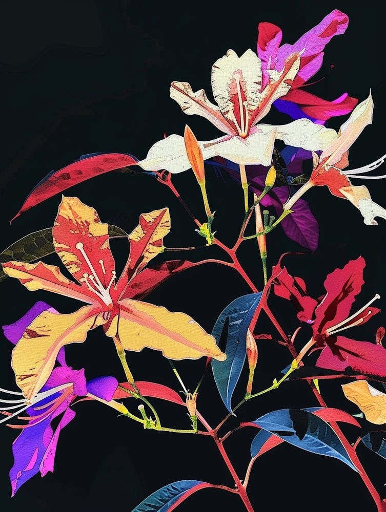 Neon Flowers On Black Bougainvillea 4