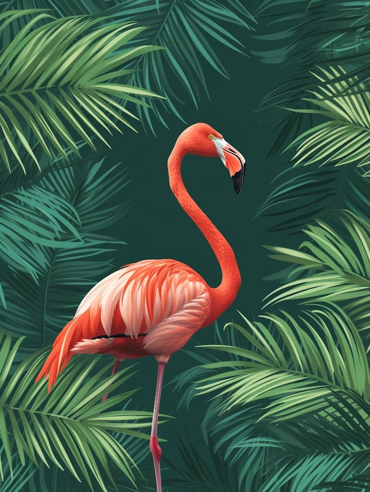 Greater Flamingo Nassau Bahamas Tropical Illustration 5