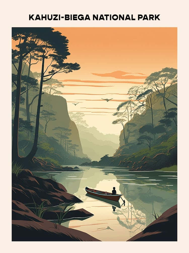 Kahuzi Biega National Park Midcentury Travel Poster