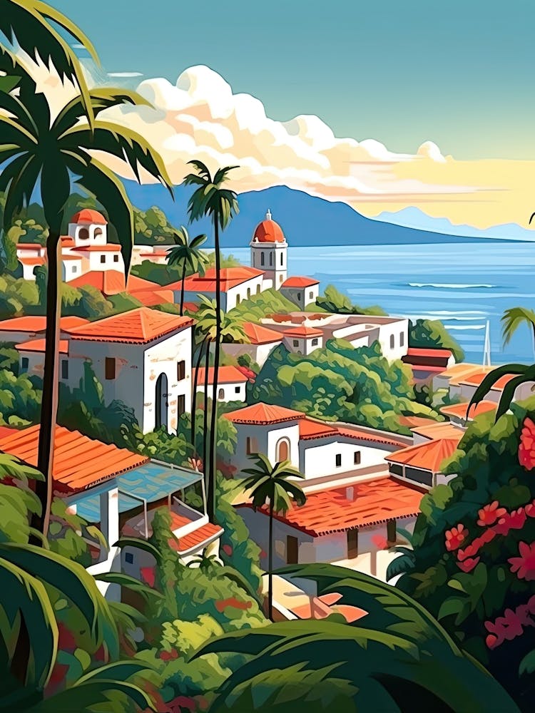Puerto Vallarta, Mexico, Flat Illustration 3