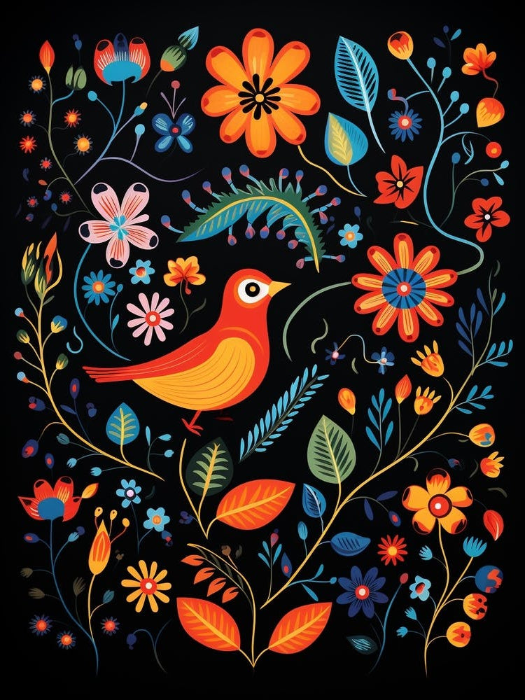 Folk Bird Illustration Dipper 1