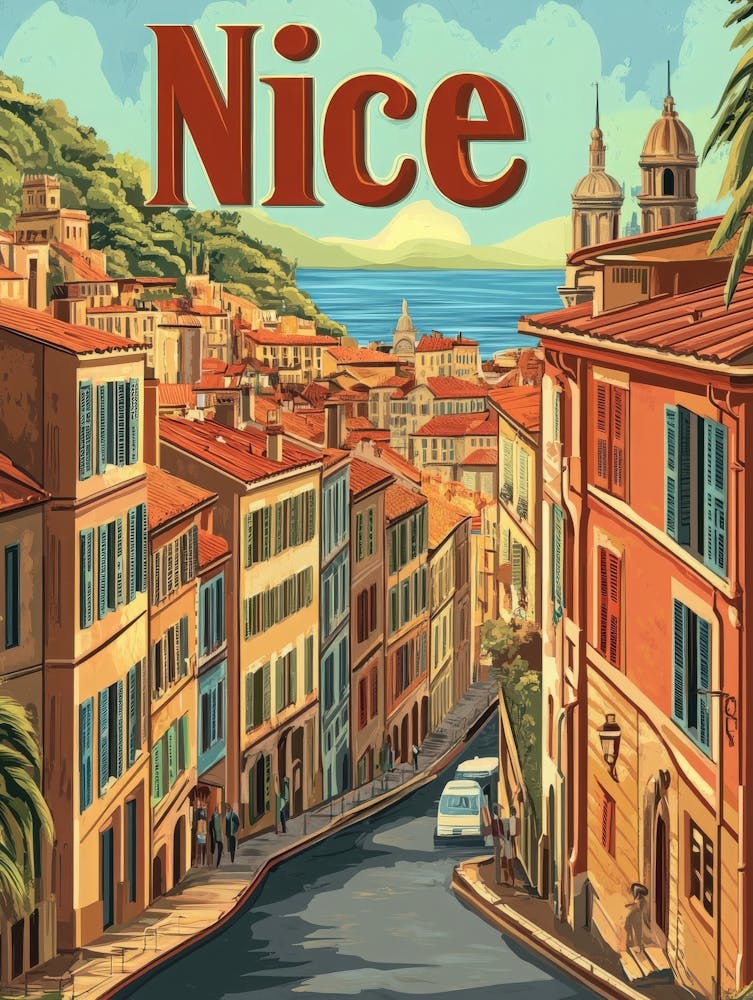 Aihrgdesign A Retro Travel Poster For Nice 6