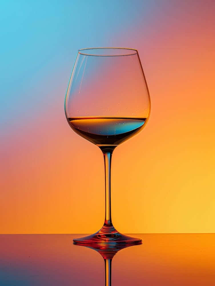 Wine Glass With Colorful Background