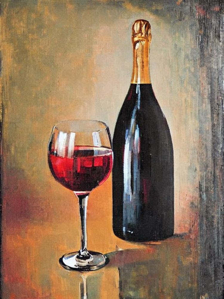 Rosé Prosecco Oil Painting Cocktail Poster