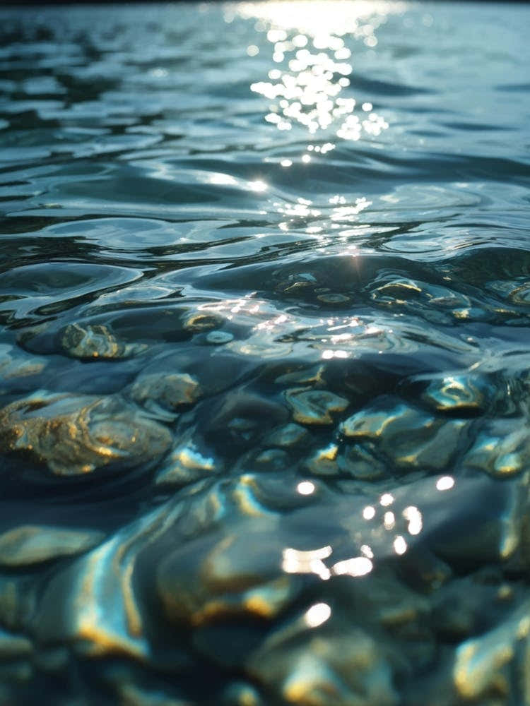 Close Up Of A High Definition Vibranly Clear And Shimmering Lake Surface Revealing A Mesmerizing (3)