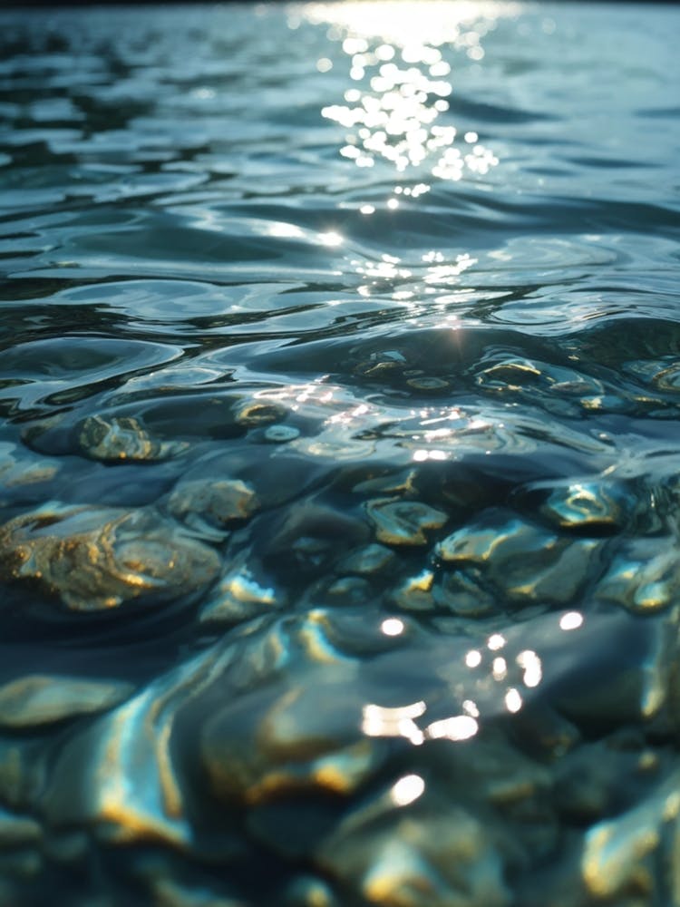 Close Up Of A High Definition Vibranly Clear And Shimmering Lake Surface Revealing A Mesmerizing (3)