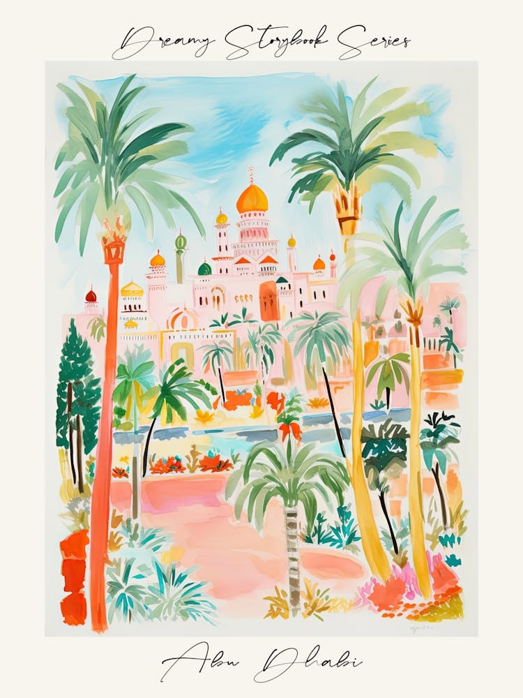 Poster Of Abu Dhabi, Dreamy Storybook Illustration 2
