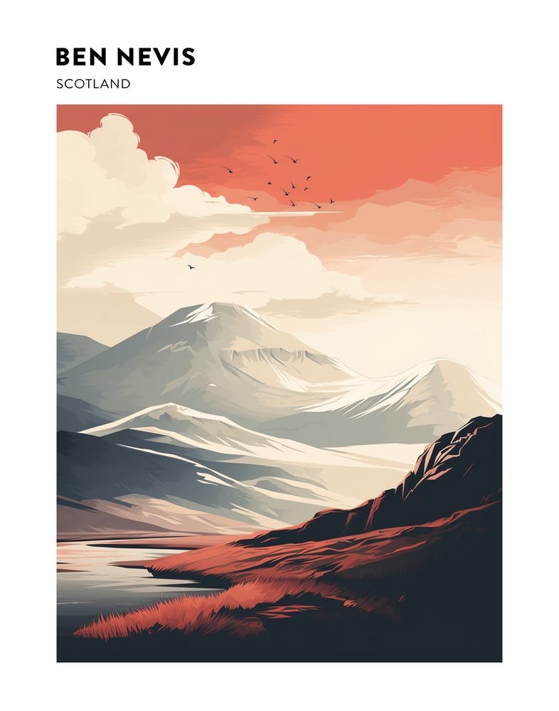 Ben Nevis Scotland 3 Hiking Trail Landscape Poster