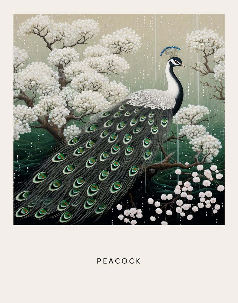 Ohara Koson Inspired Bird Painting Peacock 1 Poster