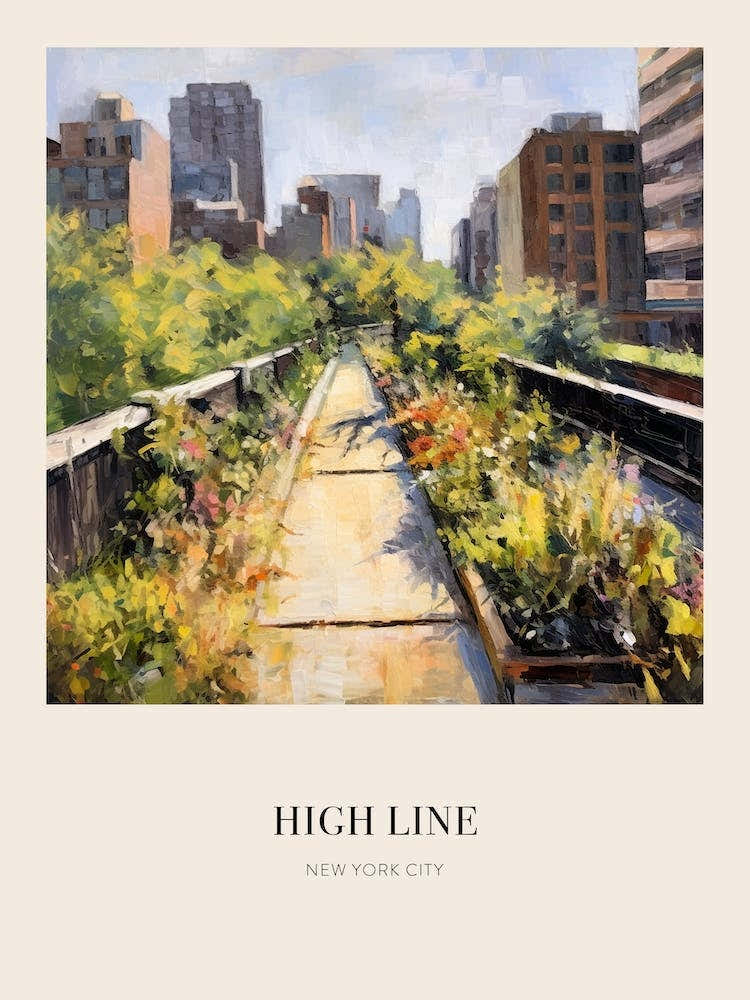 High Line Park New York City 2 Vintage Cezanne Inspired Poster