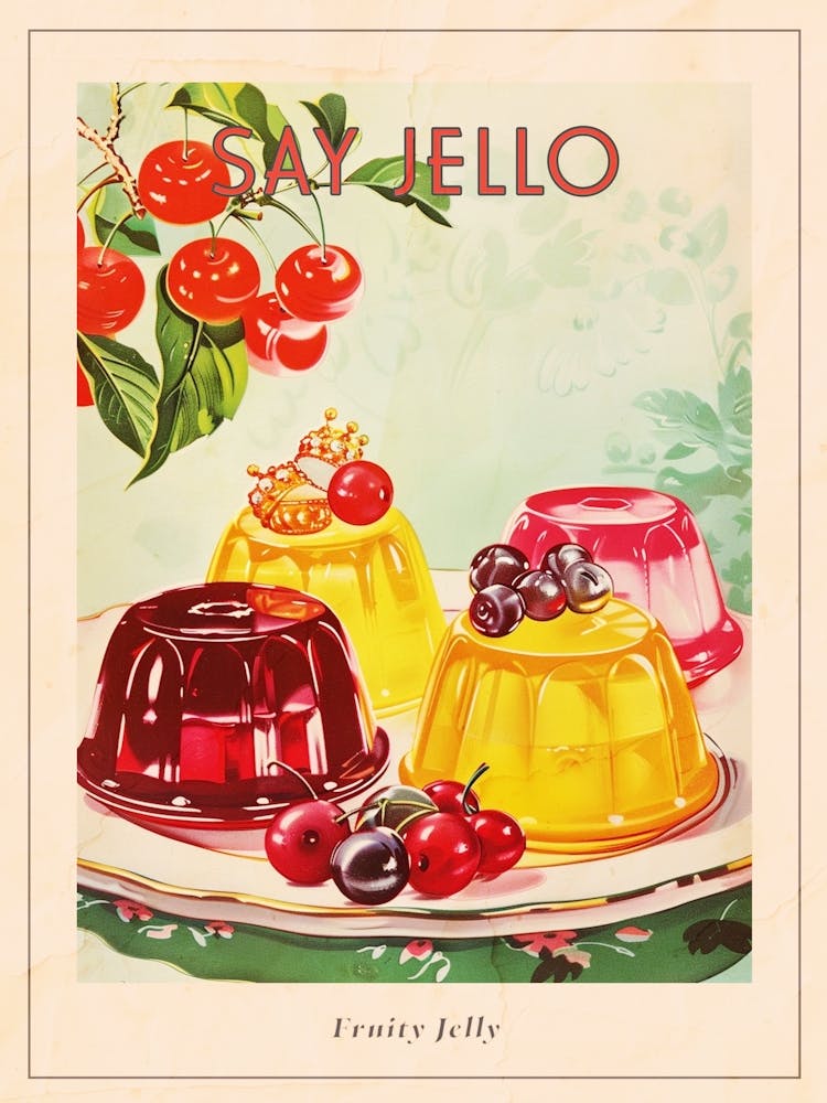 Fruity Jelly Vintage Cookbook Inspired 3 Poster