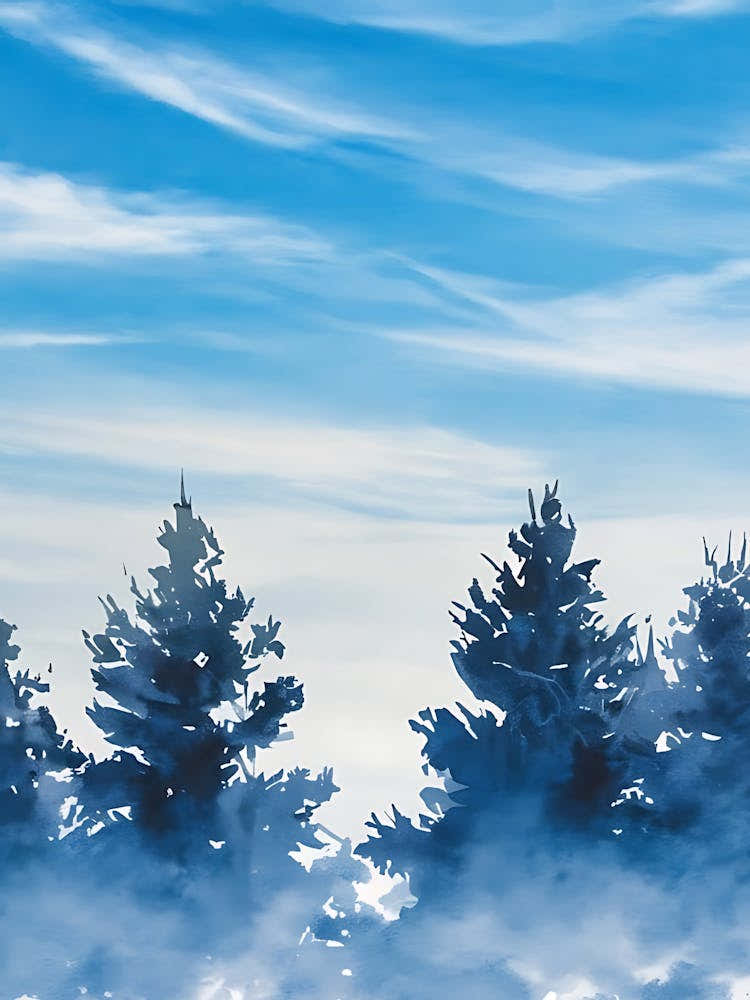 Watercolor Of Pine Trees 1