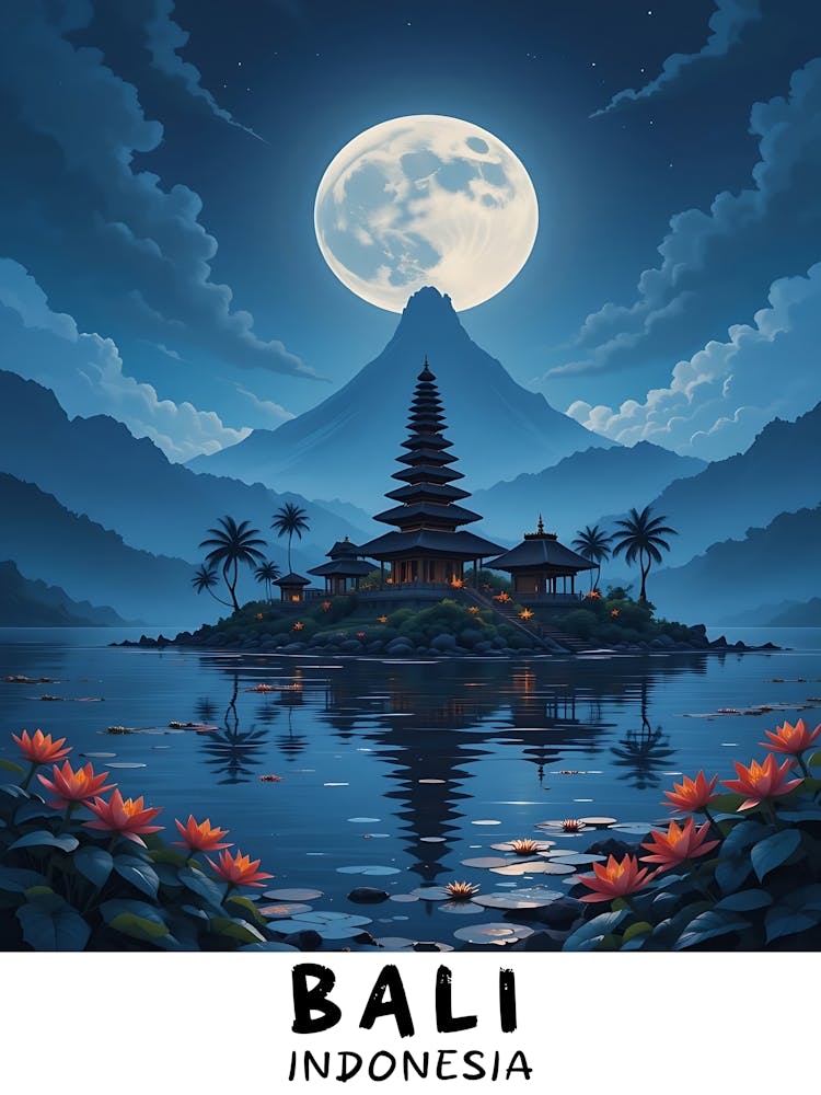 Bali Indonesia Vintage Travel Poster 1