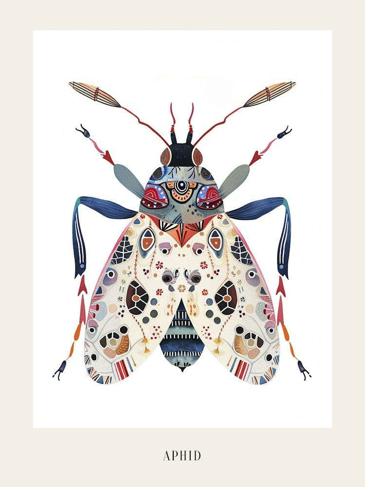 Colourful Insect Illustration Aphid 12 Poster