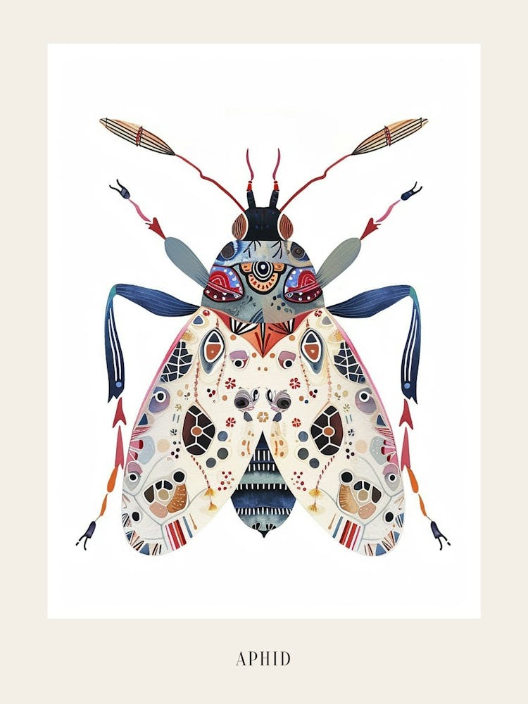 Colourful Insect Illustration Aphid 12 Poster