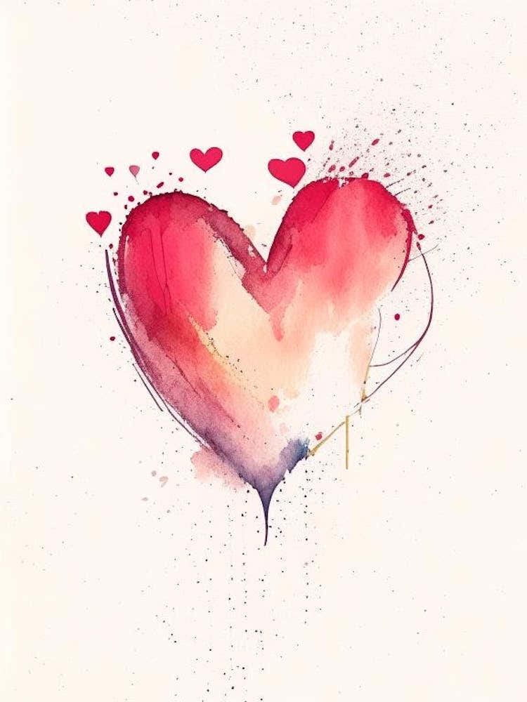 Joyful Heart Symbol Minimal Watercolour