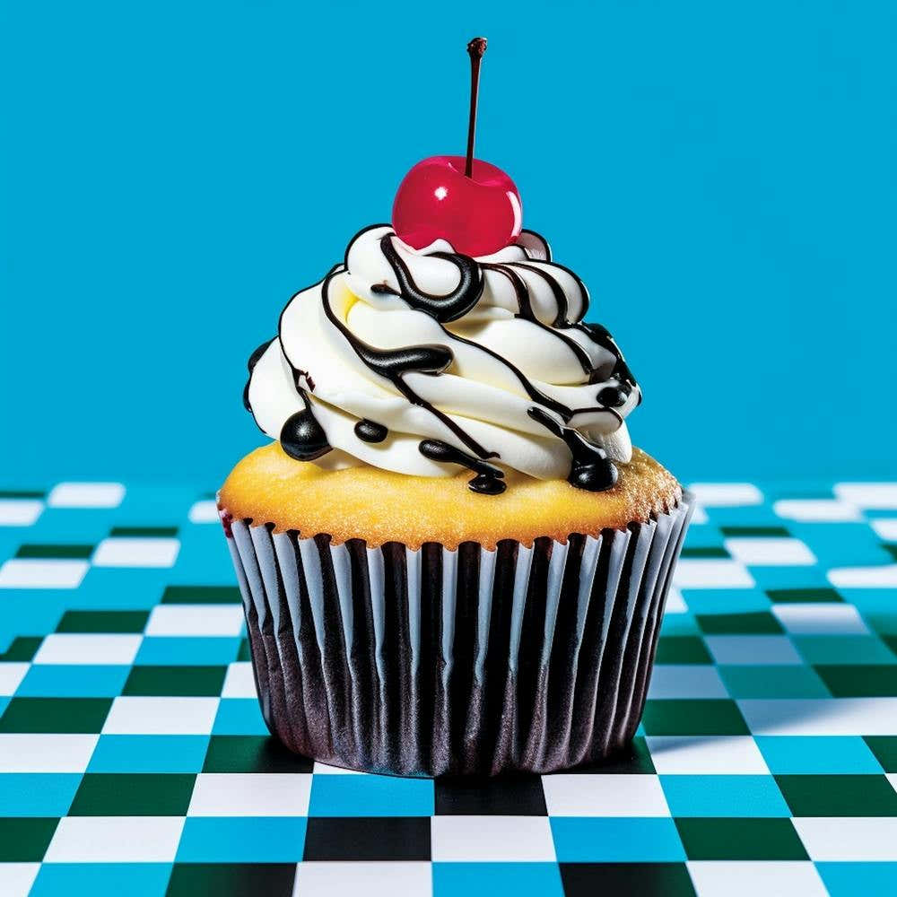 Cupcake Blue Checkerboard 7