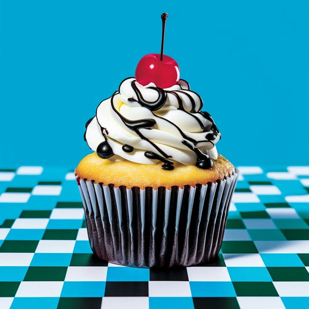 Cupcake Blue Checkerboard 7
