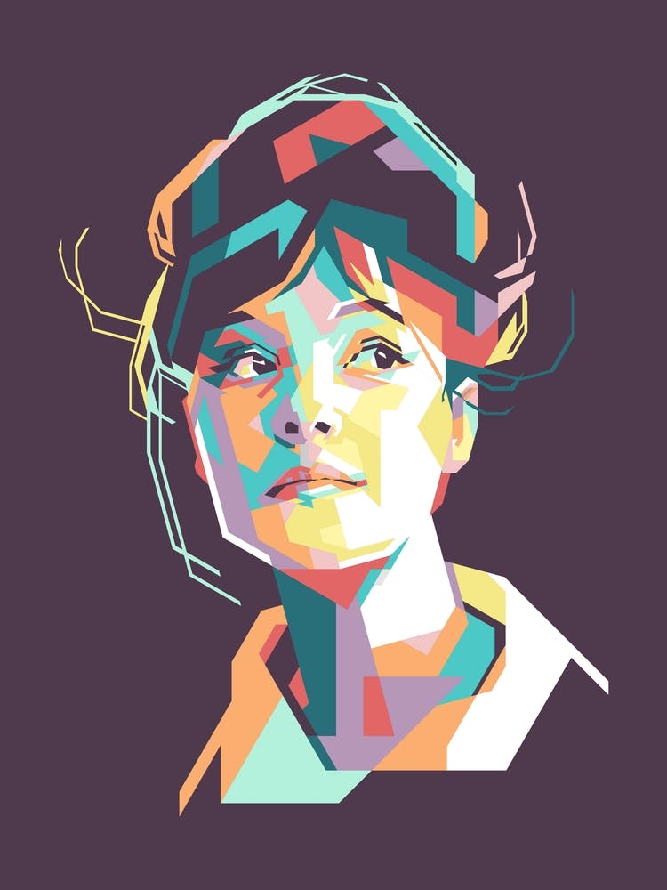 Cute Girls in Pop Art Geometric Colorful Illustration