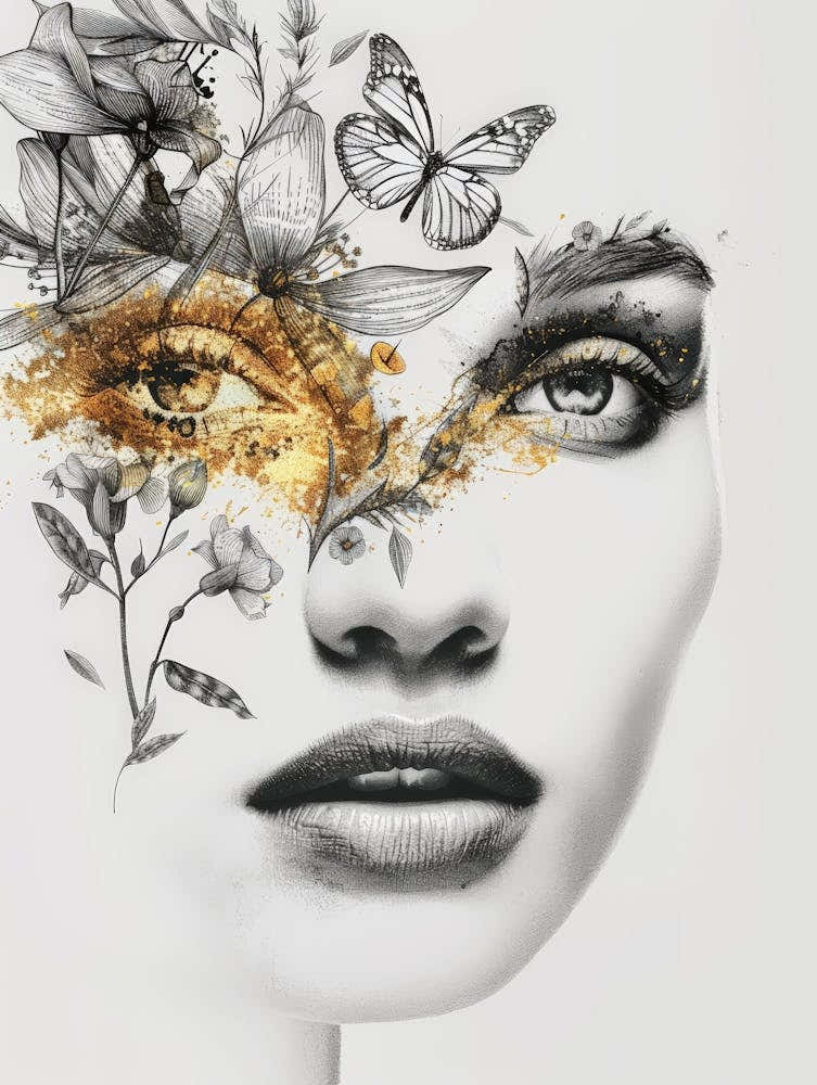 Gold And Butterflies Canvas Print