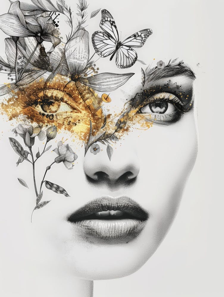 Gold And Butterflies Canvas Print