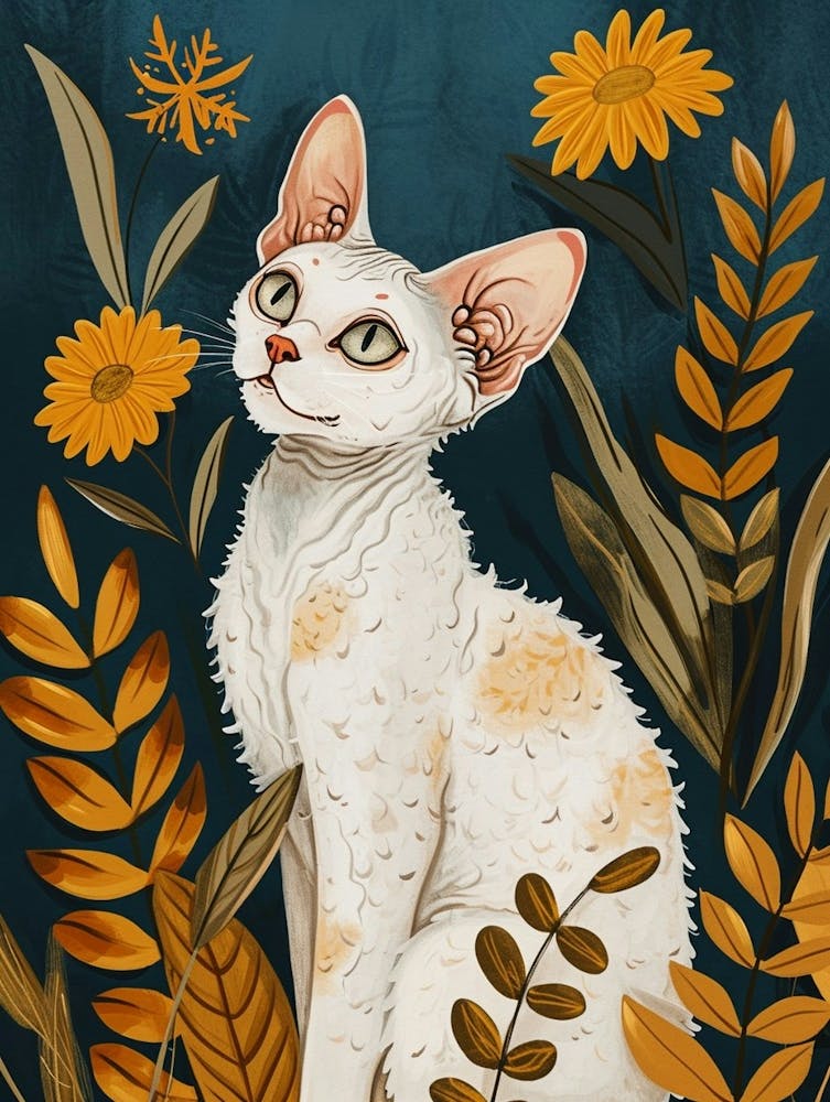 Devon Rex Cat Storybook Illustration 4