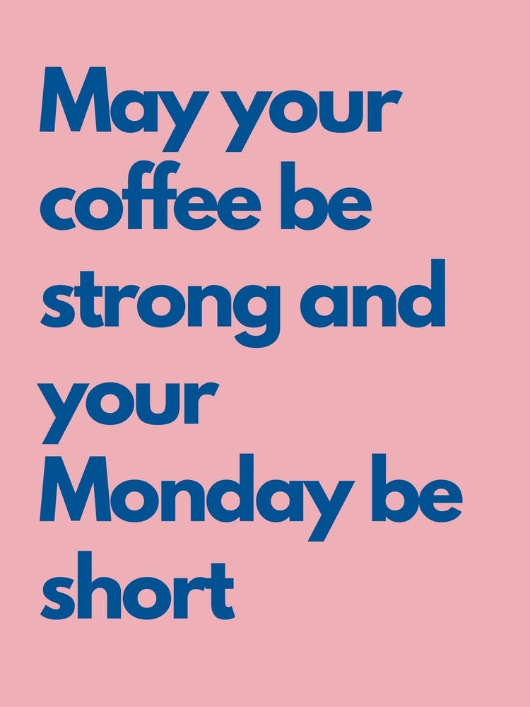 Monday Be Short Pink And Navy Kitchen Typography