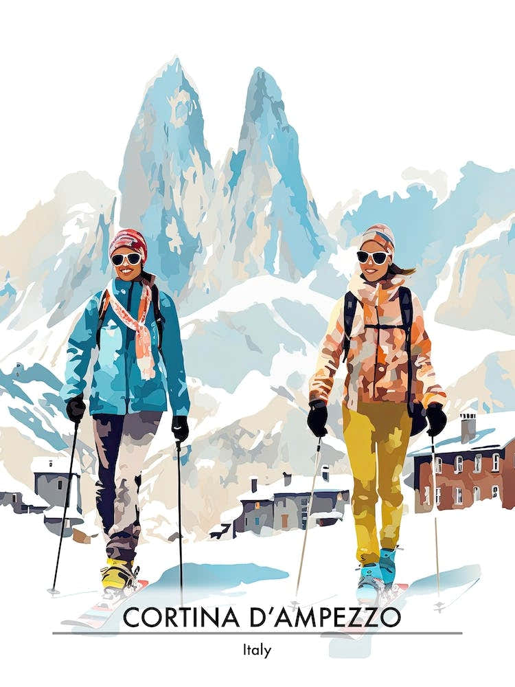 Cortina D Ampezzo   Italy, Ski Resort Poster Illustration 1