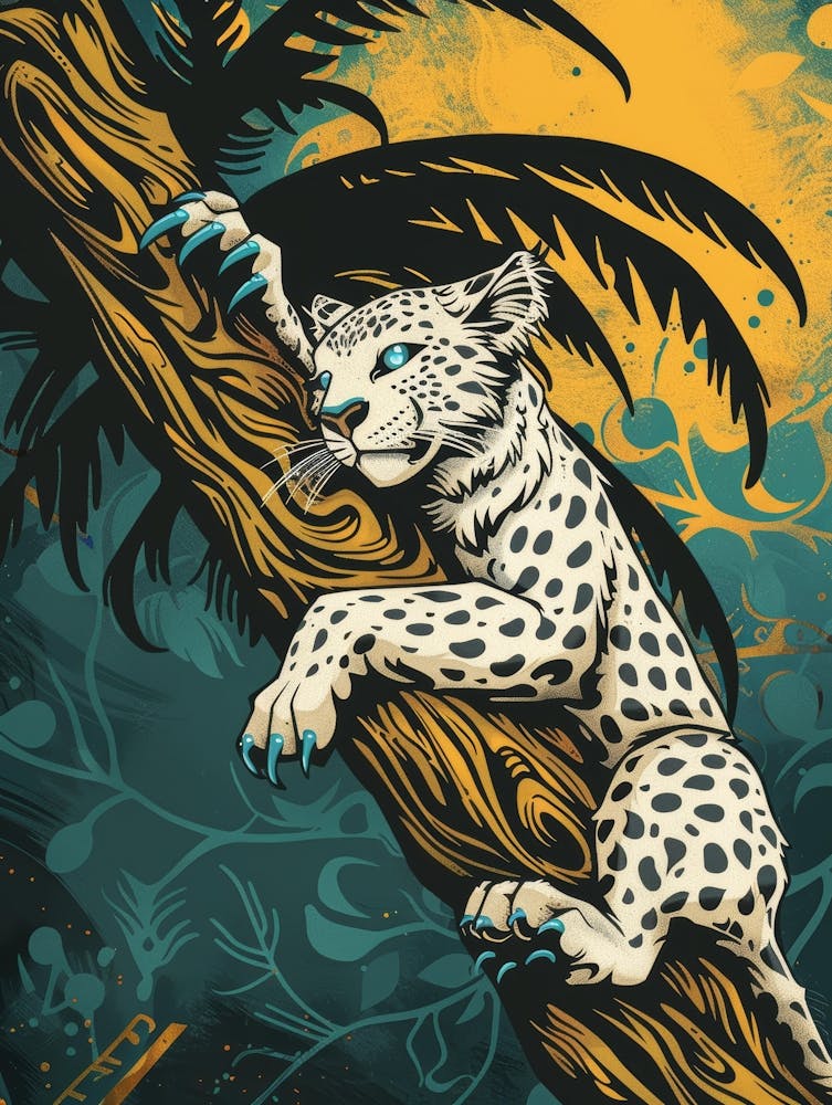 Leopard On A Tree Branch