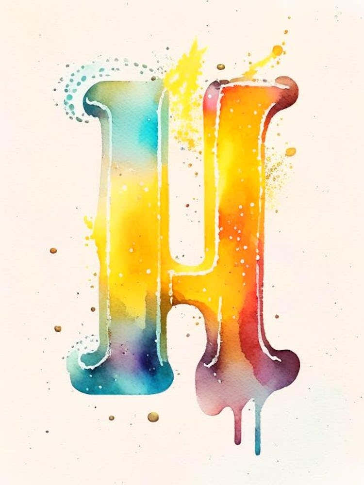 H  Letter, Alphabet Storybook Watercolour 2
