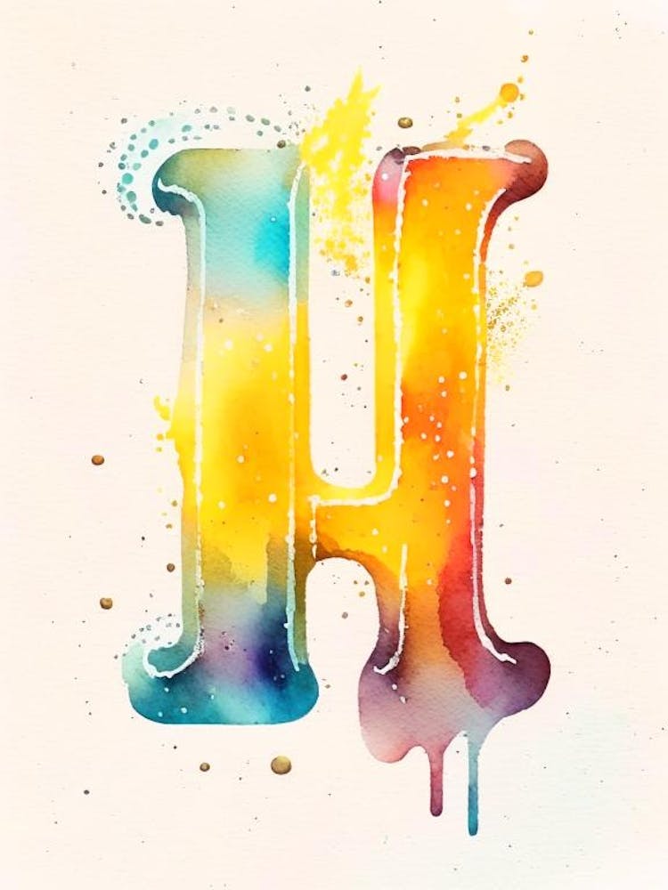 H  Letter, Alphabet Storybook Watercolour 2