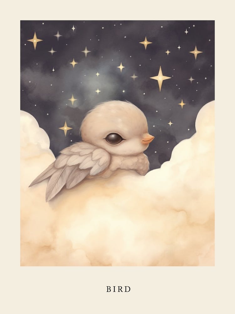 Sleeping Baby Bird Nursery Poster